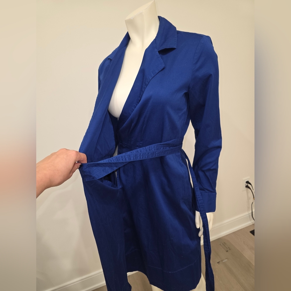 Talbots royal blue wrap poplin Midi dress with Pockets - Picture 10 of 10